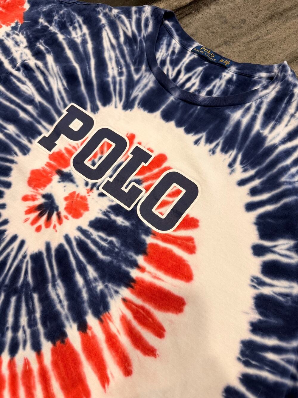 Polo Ralph Lauren Mens 3XLT Big Tall Tie Dye Graphic T Shirt Spell Out Cotton